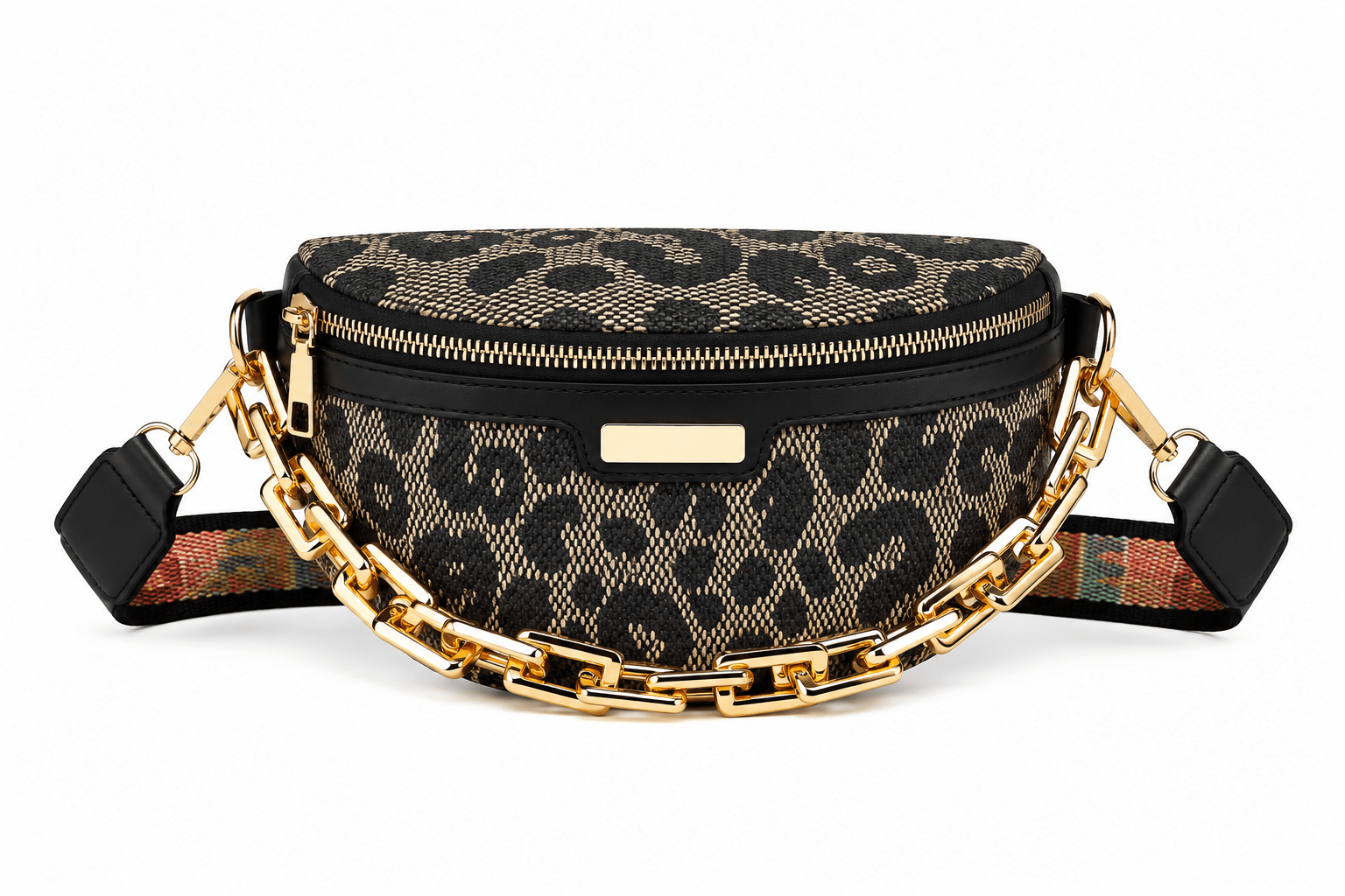 Sac banane léopard femme noir – forme souple