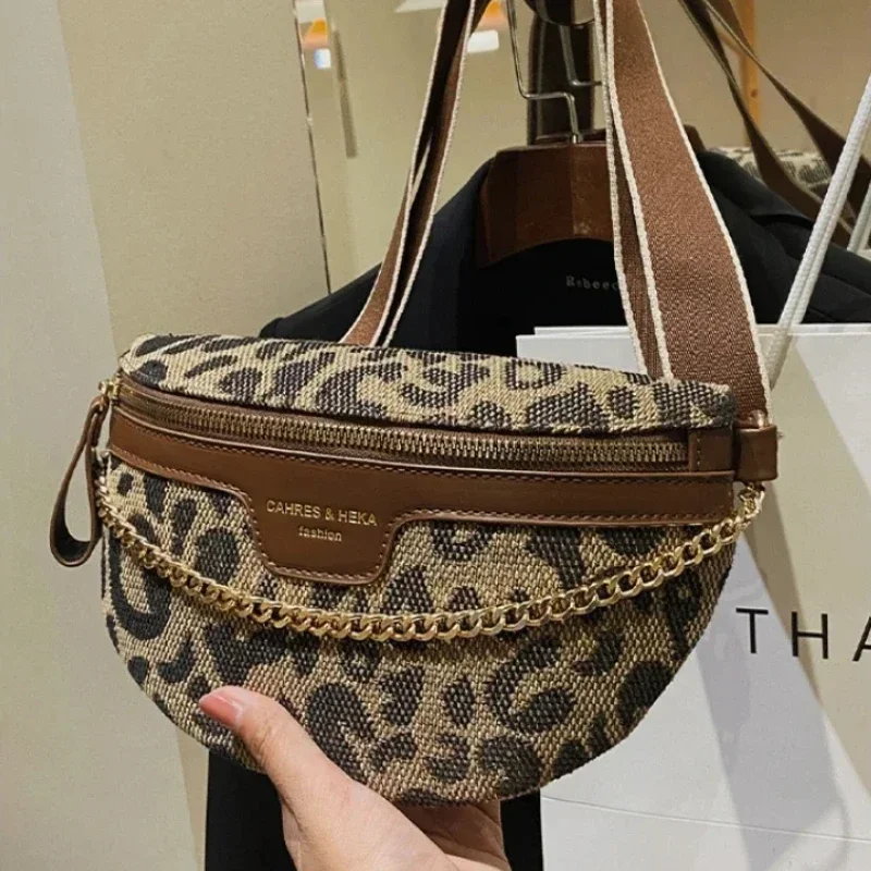 sac banane léopard marron