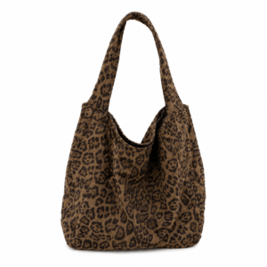 Sac cabas léopard femme marron en polyester – forme souple