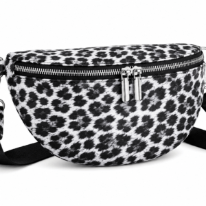 Sac banane léopard femme blanc en polyester – forme souple