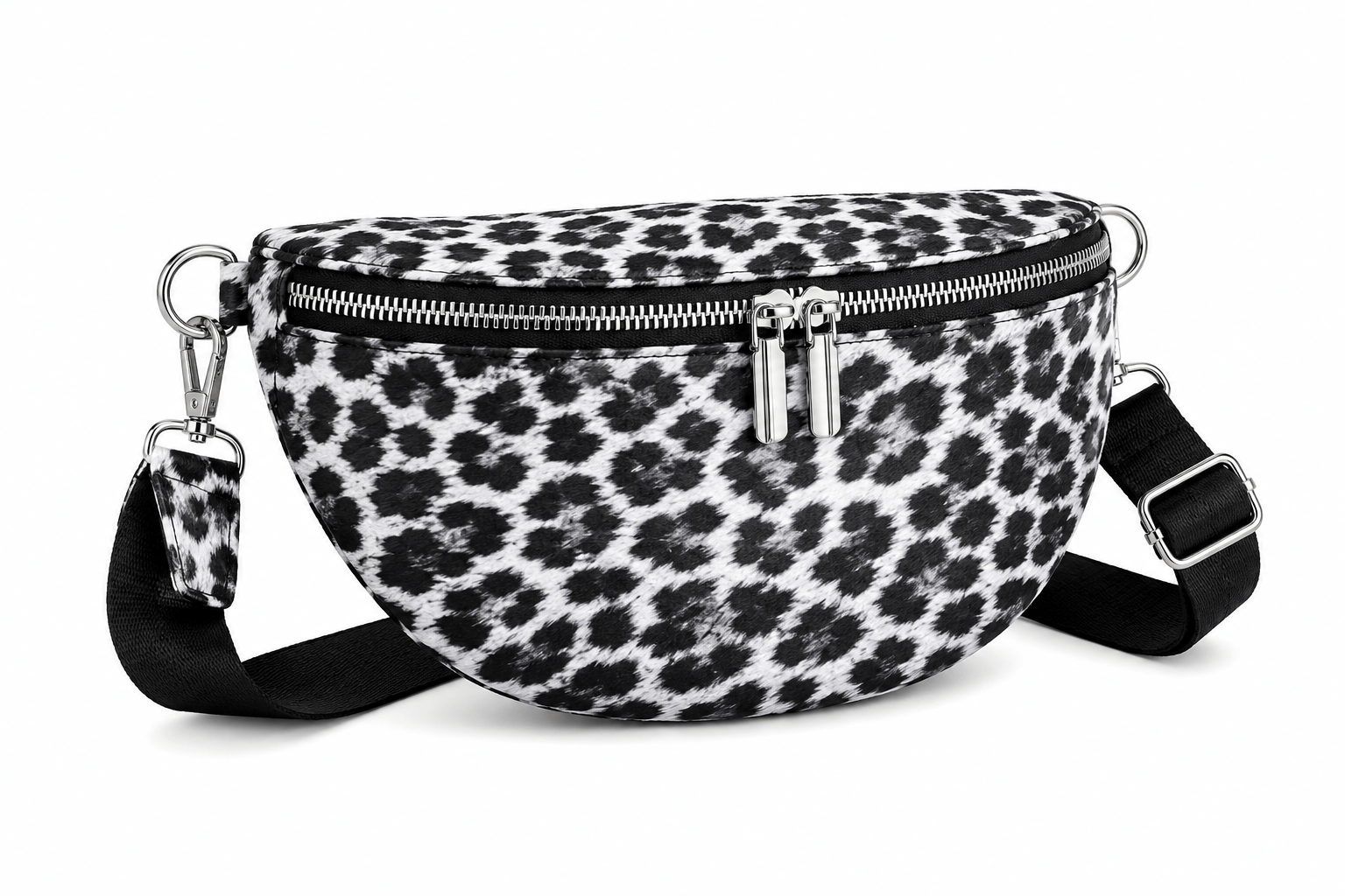 Sac banane léopard femme blanc en polyester – forme souple
