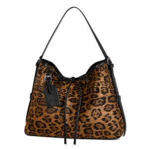 Sac bandoulière léopard femme marron en polyester – dimensions 31 cm × 26 cm × 10,5 cm, avec compartiments