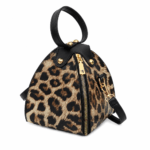 Petit sac à main bandoulière léopard femme marron en polyester – fermeture zippée