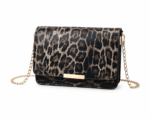 Sac à main bandoulière léopard femme noir en polyester