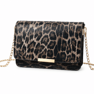 Sac à main bandoulière léopard femme noir en polyester