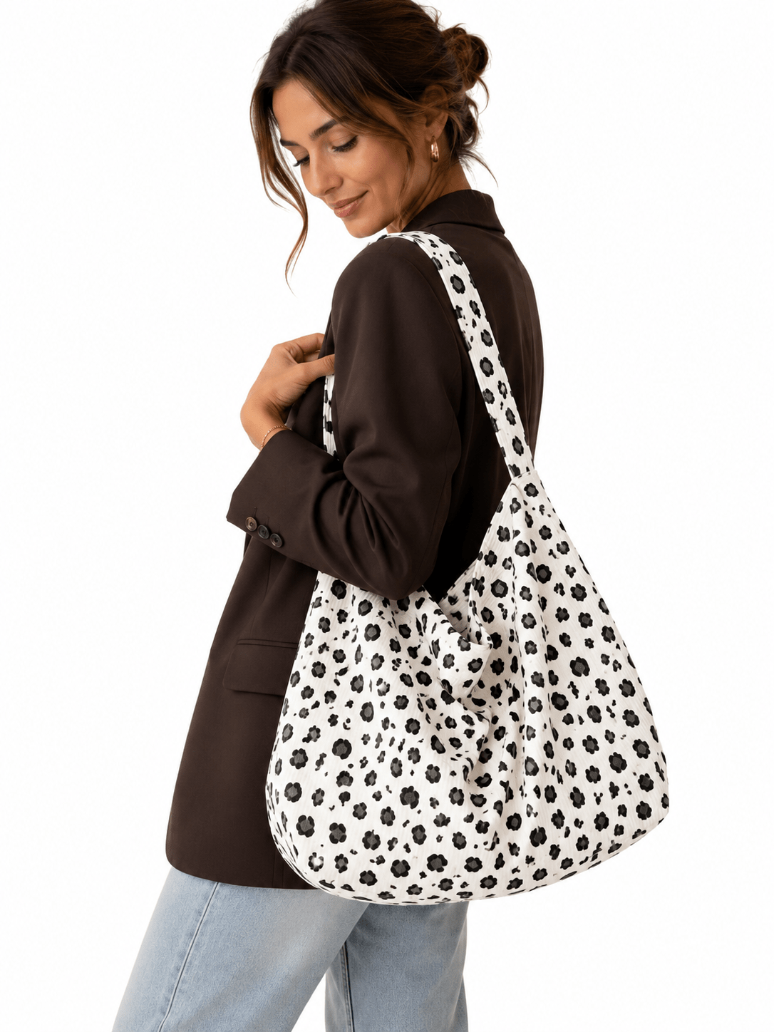 sac blanc à motif léopard