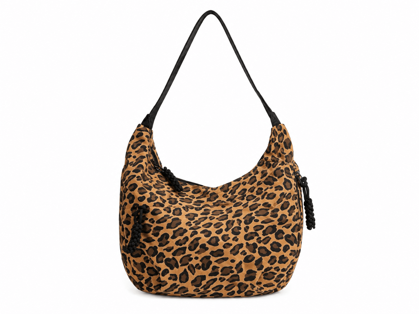 Sac bandoulière léopard femme marron en polyester – dimensions 36 cm × 21 cm × 7 cm, fermeture zippée