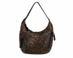 Sac bandoulière léopard femme café en polyester – dimensions 31 cm × 21 cm × 7 cm, fermeture zippée