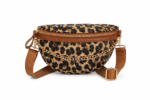 Sac banane léopard femme marron en polyester – fermeture zippée