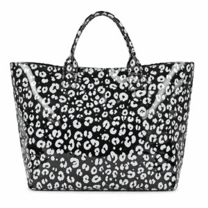 Sac cabas léopard femme noir en polyester