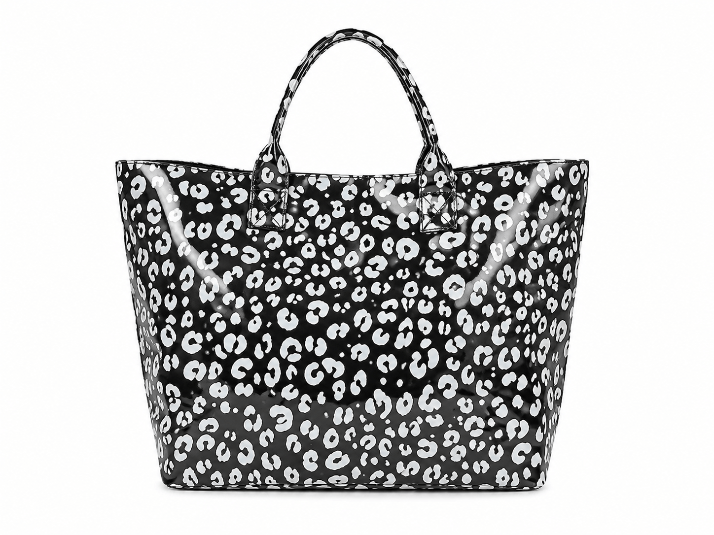 Sac cabas léopard femme noir en polyester