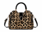 Sac à main bandoulière léopard femme marron clair en cuir