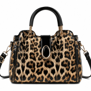 Sac à main bandoulière léopard femme marron clair en cuir