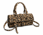 Sac à main bandoulière léopard femme café en cuir