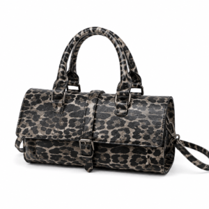 Sac à main bandoulière léopard femme noir en cuir