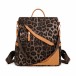 Sac à dos léopard femme marron foncé