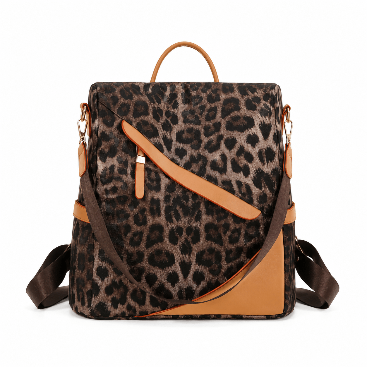 Sac à dos léopard femme marron foncé