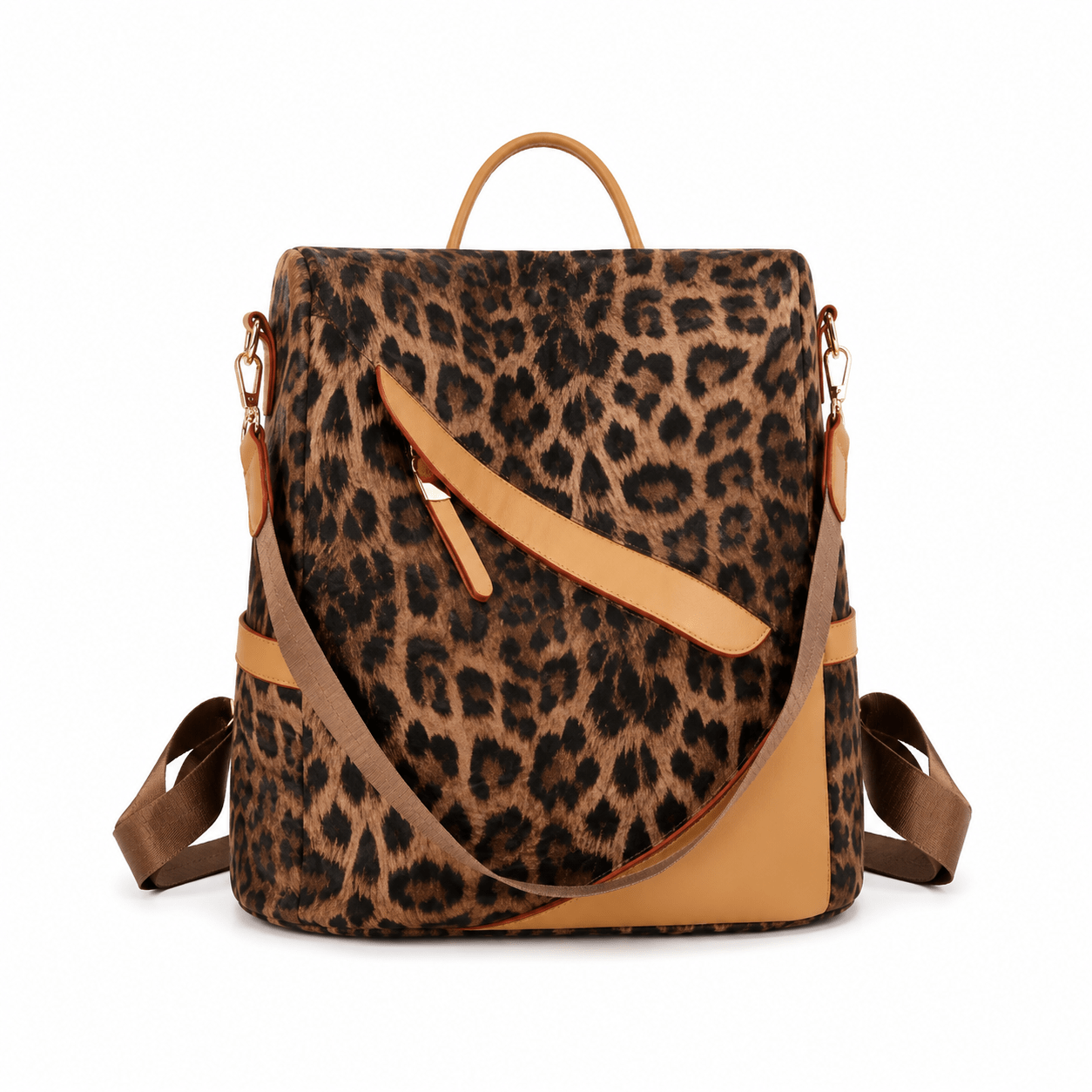Sac à dos léopard femme marron clair – capacité 20-35 litres