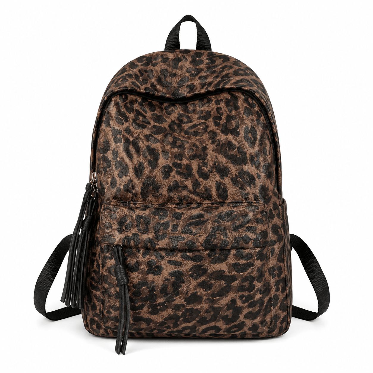 Sac à dos léopard unisexe marron foncé en toile polyester – capacité inférieure à 20 litres