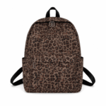 Sac à dos léopard femme marron en nylon et polyester – capacité inférieure à 20 litres