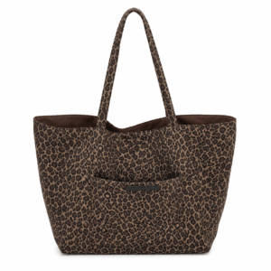 Sac cabas léopard femme noir en nylon et polyester
