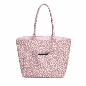 Sac cabas léopard femme rose en nylon et polyester – forme souple