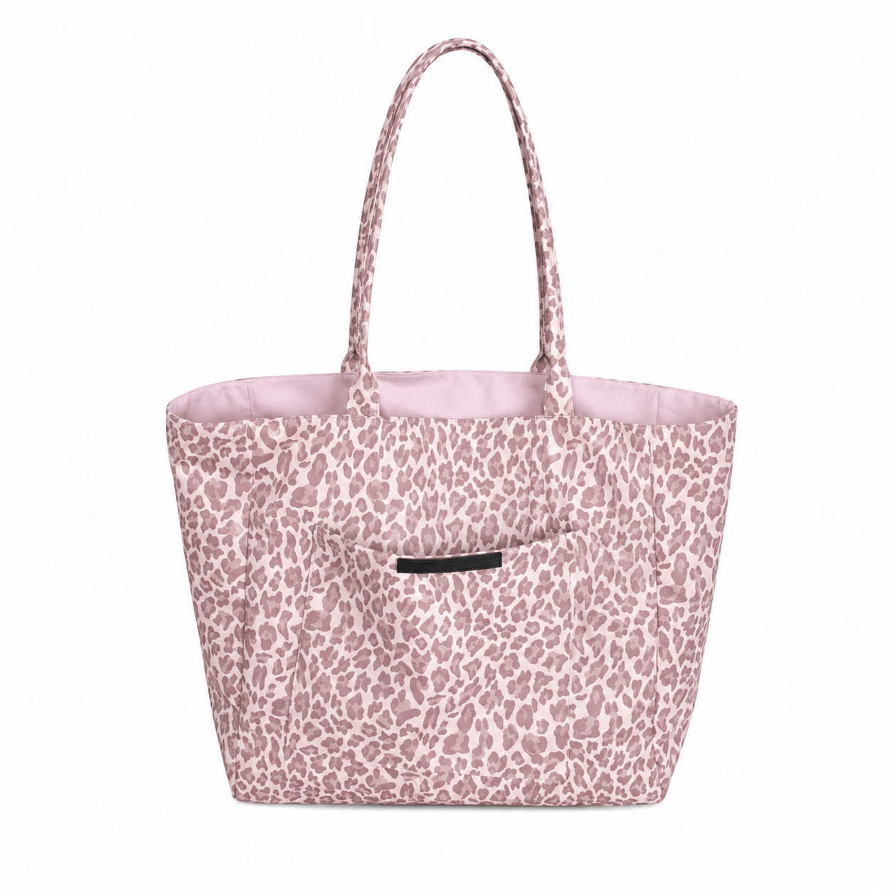 Sac cabas léopard femme rose en nylon et polyester – forme souple
