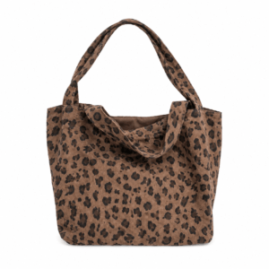 Sac cabas léopard femme café en toile polyester