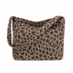Sac cabas léopard femme marron en toile polyester