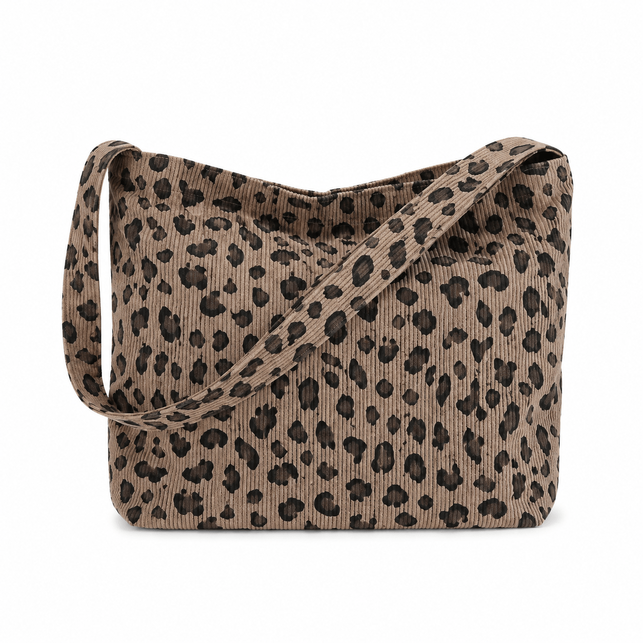 Sac cabas léopard femme marron en toile polyester