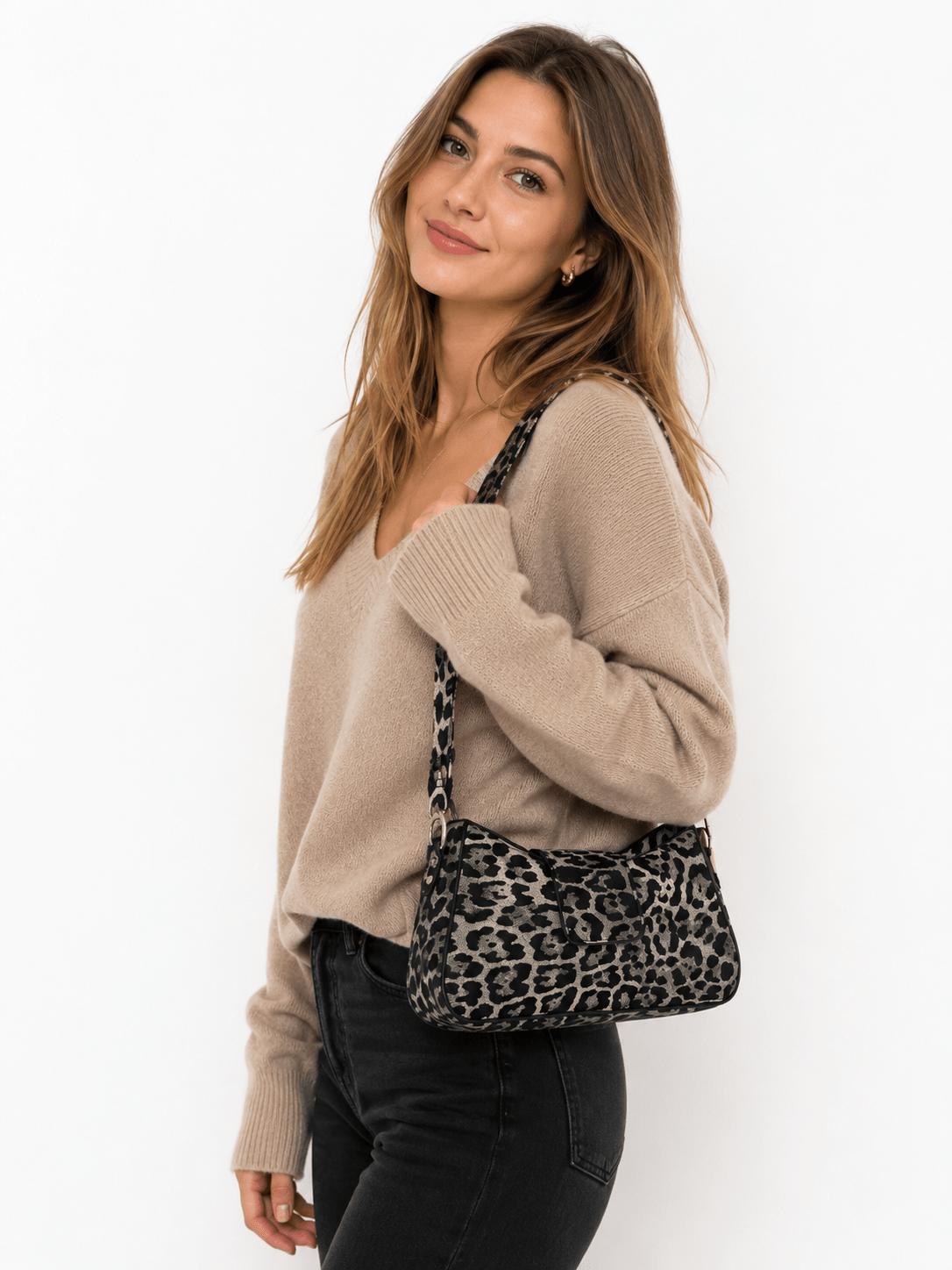 Sac à main bandoulière léopard femme gris – Image 2