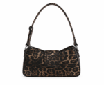 Sac à main bandoulière léopard femme marron foncé en polyester