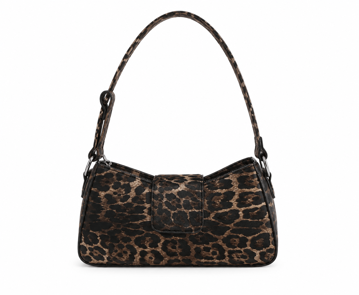 Sac à main bandoulière léopard femme marron foncé en polyester
