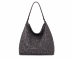 Sac cabas léopard femme noir en polyester – fermeture zippée, forme souple