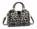 Sac à main bandoulière léopard femme noir en cuir