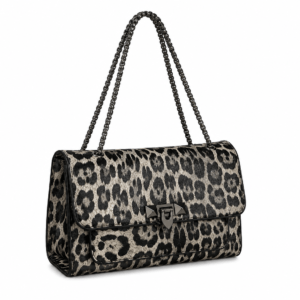 Sac à main bandoulière léopard femme gris en polyester