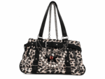 Sac à main bandoulière léopard femme noir en polyester – forme souple