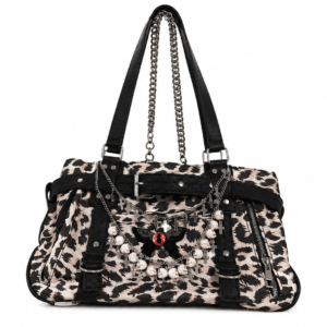 Sac à main bandoulière léopard femme noir en polyester – forme souple