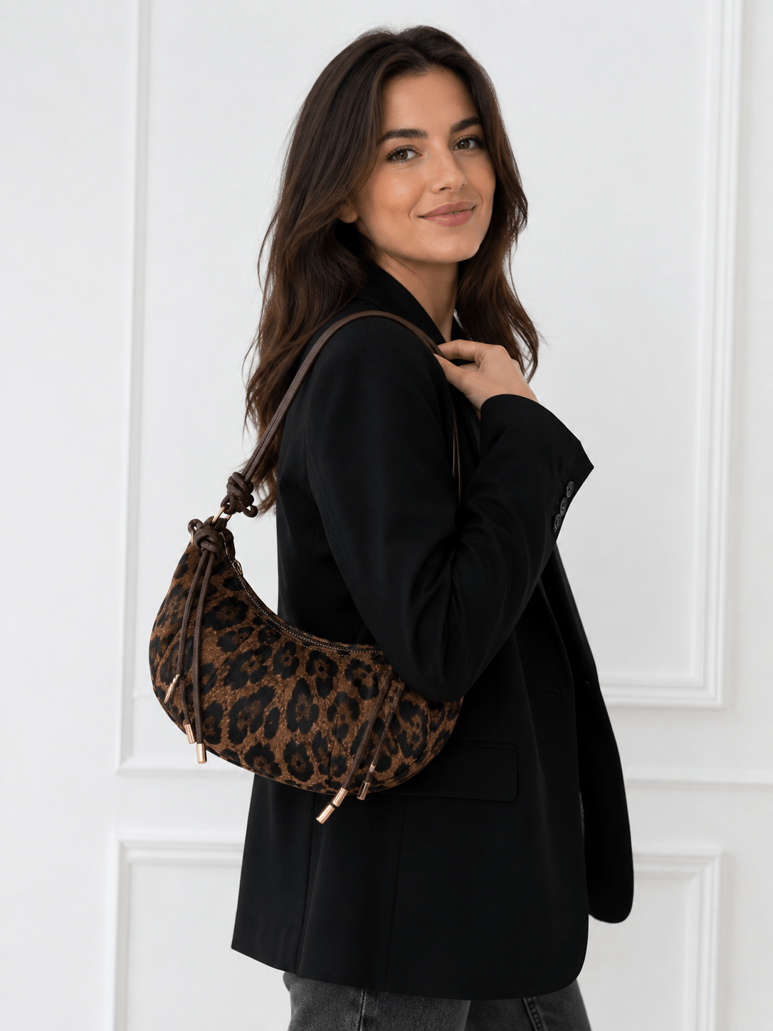 Sac à main bandoulière léopard femme marron en polyester – Image 2