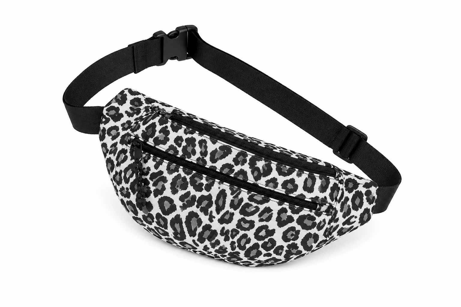 Sac banane léopard unisexe blanc en toile polyester
