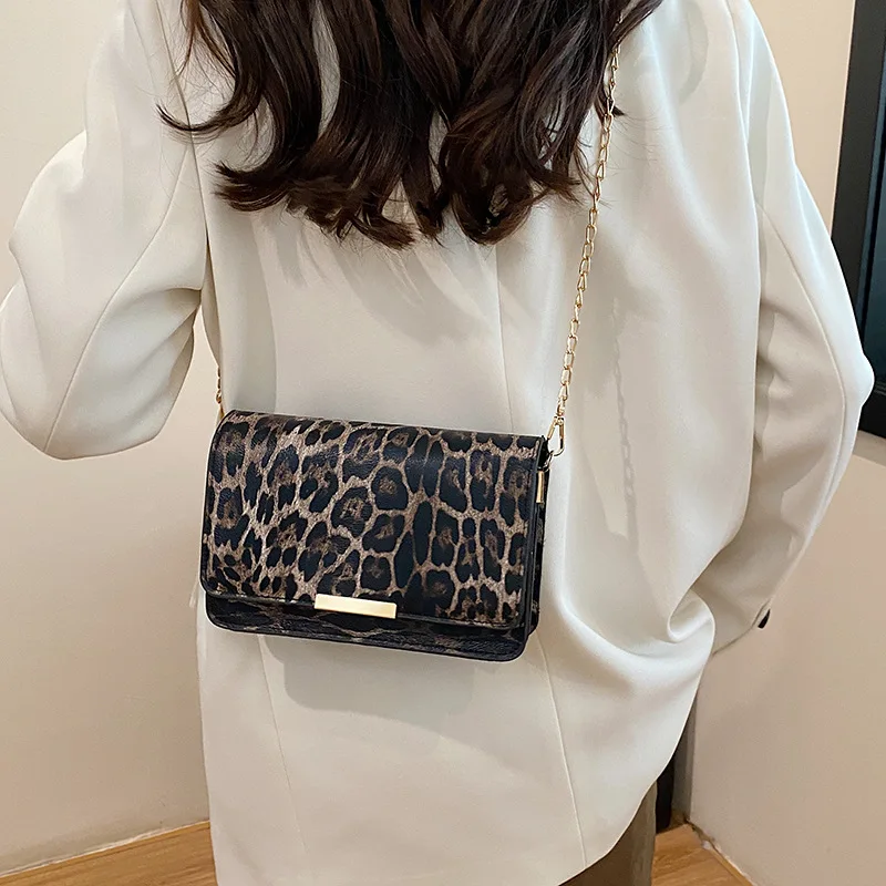 Sac a main femme bandoulière léopard Noir