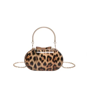 Petit sac à main bandoulière léopard femme café – format à rabat, format compact
