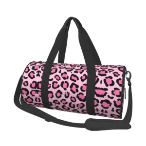 Sac de sport léopard femme rose – fermeture zippée, forme souple