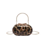 Petit sac à main bandoulière léopard femme marron – format à rabat, format compact