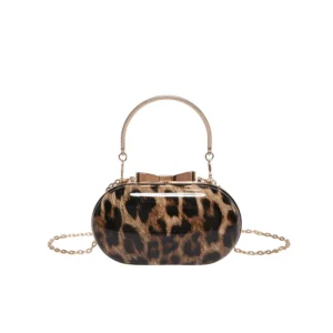 Petit sac à main bandoulière léopard femme marron – format à rabat, format compact