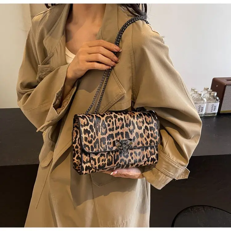 Sac a main femme bandoulière léopard Marron clair – Image 3