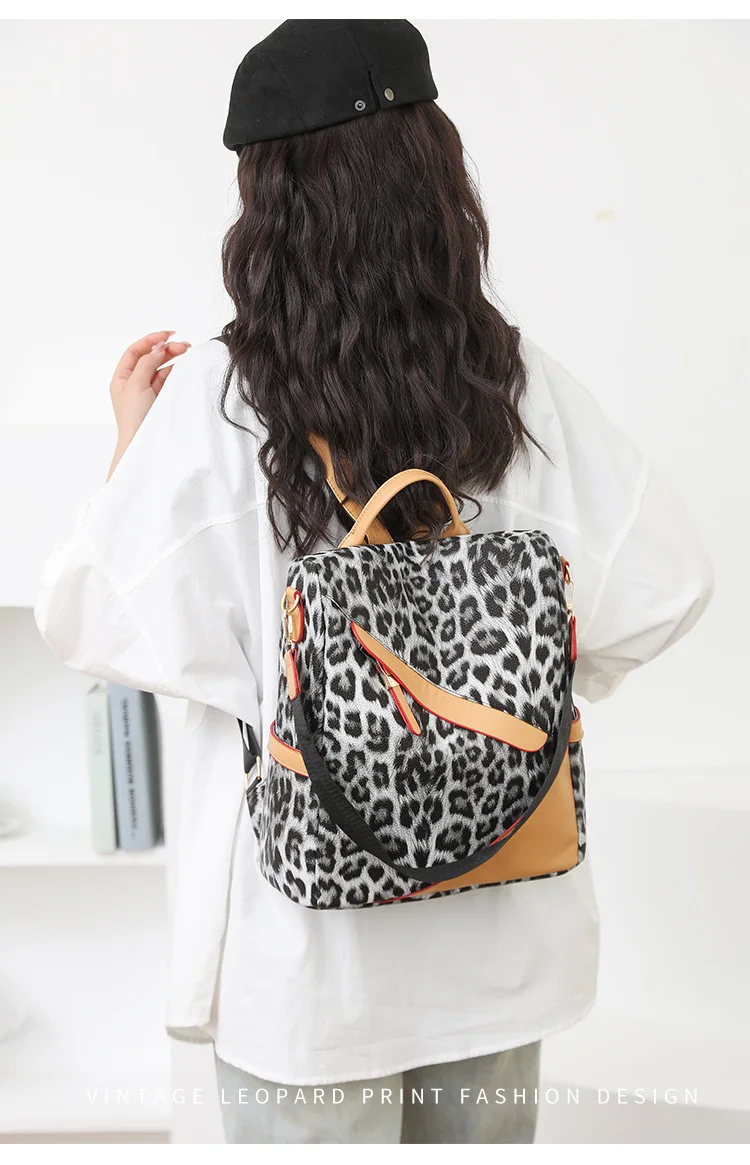 sac léopard blanc noir