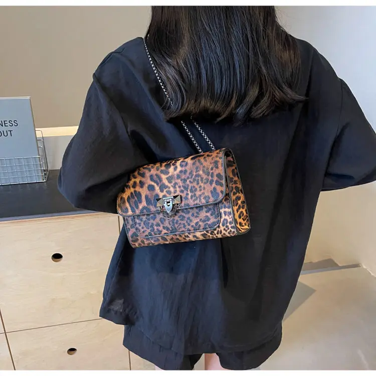 Sac a main femme bandoulière léopard Marron – Image 2
