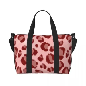 Sac de sport léopard femme rose – fermeture zippée, forme souple