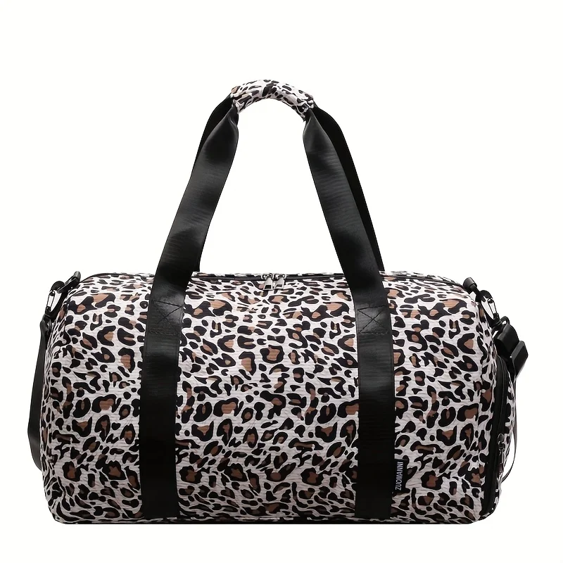 sac de sport léopard blanc marron